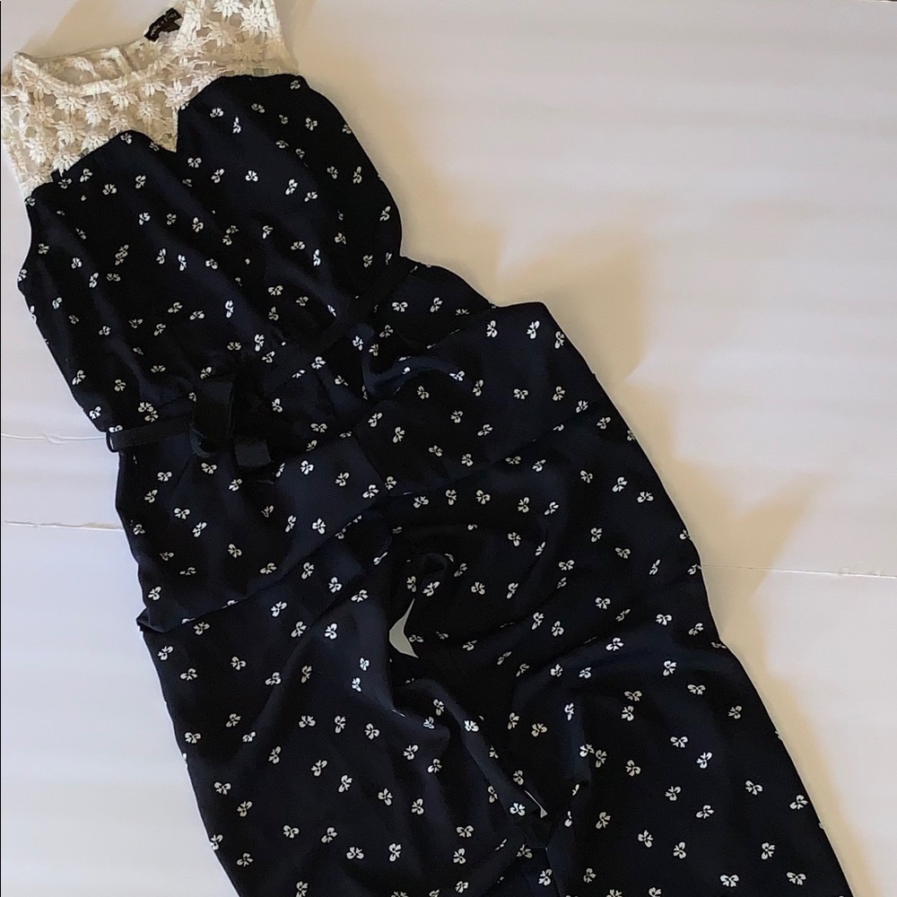 Max+Riley bow print romper for girls